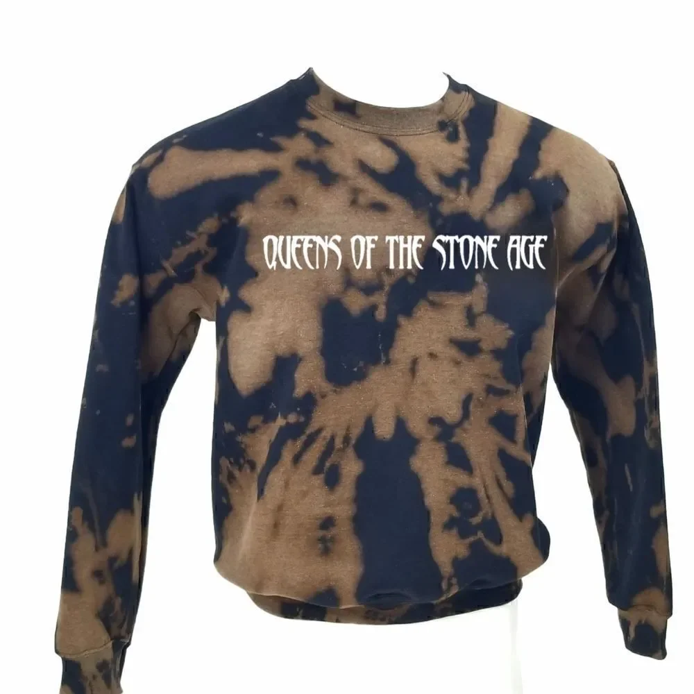 QUEENS OF THE STONE AGE Acid Washed, Distressed Pullover Crewneck Sweatshirt y2k - Picture 2 of 5